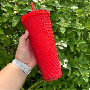 Starbucks Venti Matte Red Diamond Studded Tumbler